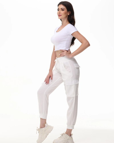 Pantalon jogging blanc femme 1 Pantalon jogging blanc femme - CHIC EN PANTALON