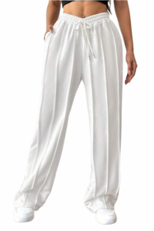 Pantalon large taille élastique blanc - CHIC EN PANTALON