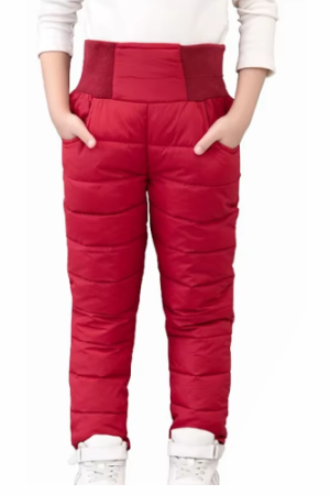 Tenue ski rouge pour fillette à ceinture élastique - CHIC EN PANTALON