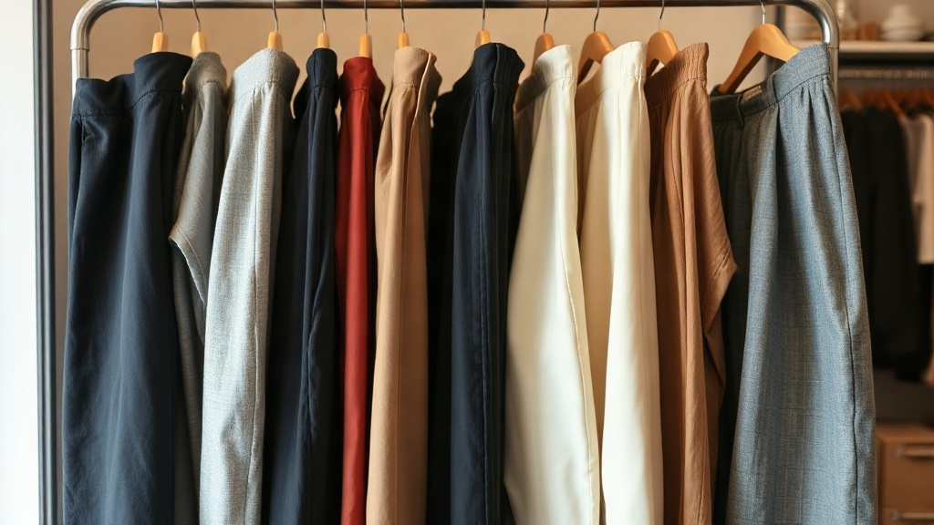 Styles de pantalons taille haute Rayon de magasin avec divers styles de pantalons femme taille haute.