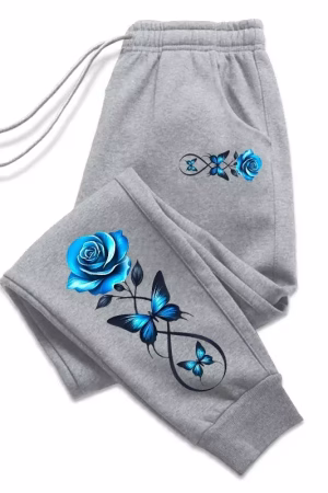 Pantalon jogging femme à motif rose et papillons — vue principale